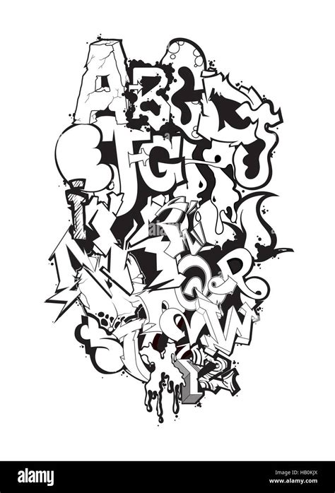 Graffiti font black and white composition Stock Vector Image & Art - Alamy