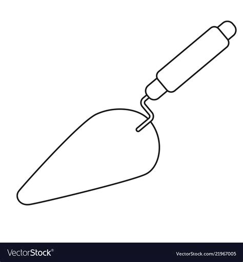 Line art black and white trowel Royalty Free Vector Image