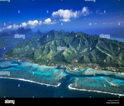 French Polynesia, Society Islands, Windward Islands, aerial view of ...