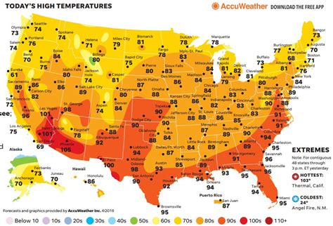 Usa Today Weather Map Temperatures | Kinderzimmer 2018