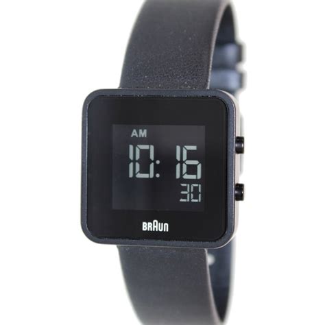 Shop Braun Women's Black Leather Digital Watch - Free Shipping Today ...