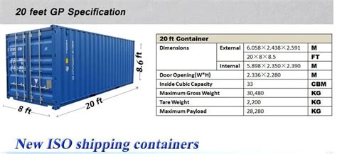 Iso Standard 20 Ft Container Dimensions - Buy 20 Ft Container ...