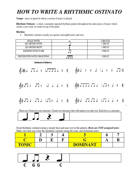 how to write a rhythmic ostinato