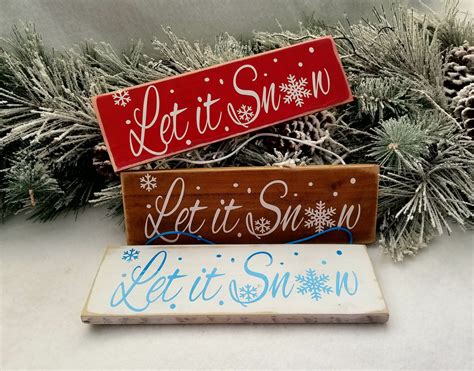 Let it Snow sign Rustic Christmas decorations Wooden Handmade | Etsy