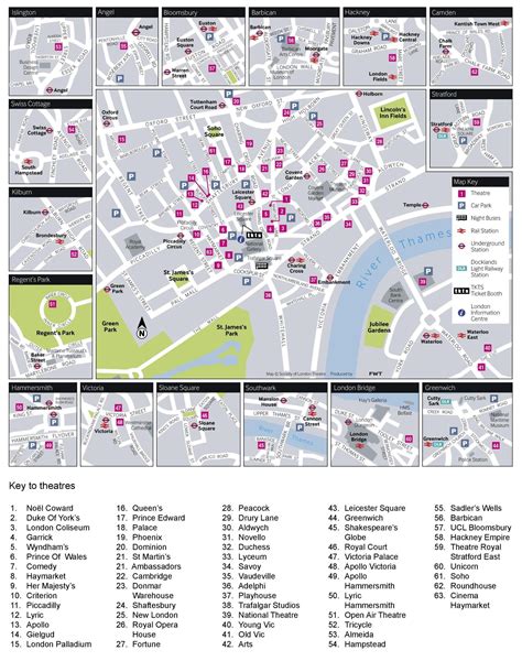 Map of London theatres - Map of theaters London (England)