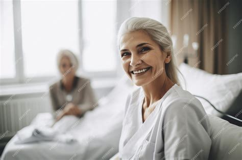 Premium Photo | A woman in a hospital bed smiles at the camera.