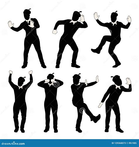 Man mime silhouette set stock vector. Illustration of adult - 129368073