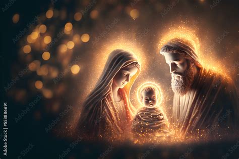 The Birth of Jesus Christ, Religious Scene of the Holy Family, with ...