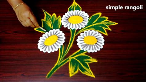 Simple Flower Rangoli Drawing | Best Flower Site