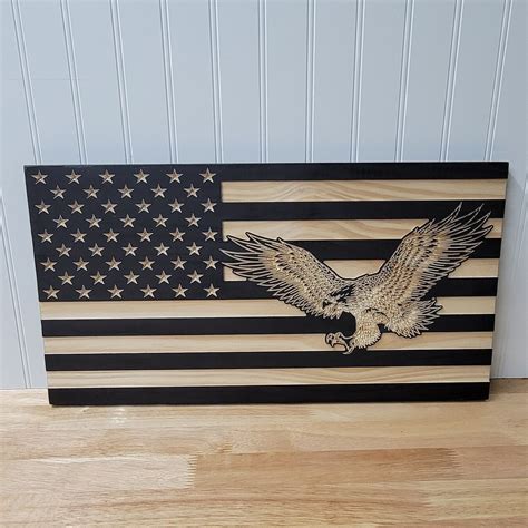 American Wooden Flag With Eagle/holiday Gift/christmas Gifts/home Decor ...