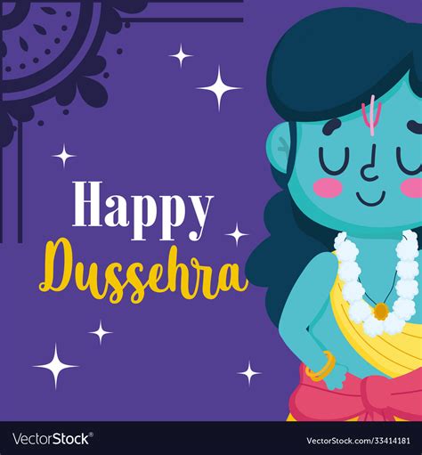 Happy dussehra festival india cartoon lord Vector Image