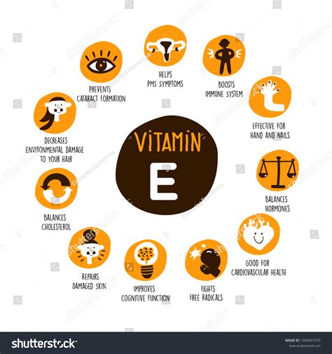 Vitamin E Health Benefits Icons Set Stock Vector (Royalty Free ...