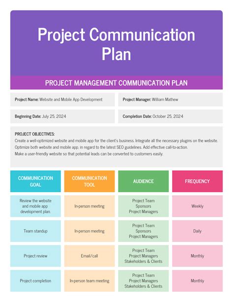 Project Management Communication Plan Template - Venngage