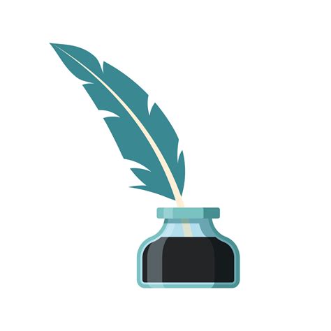 Feather quill pen in ink bottle 15021456 Vector Art at Vecteezy