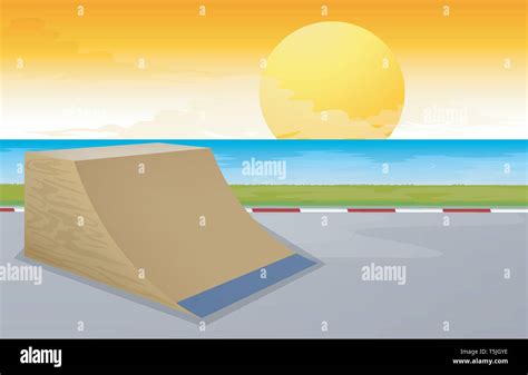 A skatepark sunset scene illustration Stock Vector Image & Art - Alamy