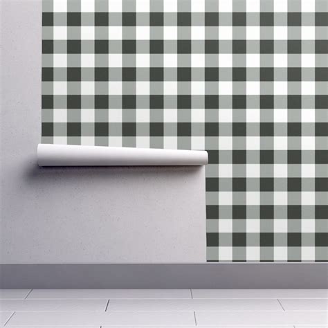 Black and White Plaid Wallpaper Buffalo Check in Black by