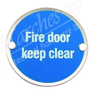 Fire Door Keep Clear Sign 75mm - Satin Stainless Steel - Ironmongery ...