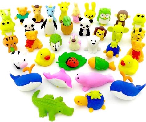 OHill Pack of 32 Animal Erasers Bulk Kids Pencil Erasers Puzzle Erasers ...