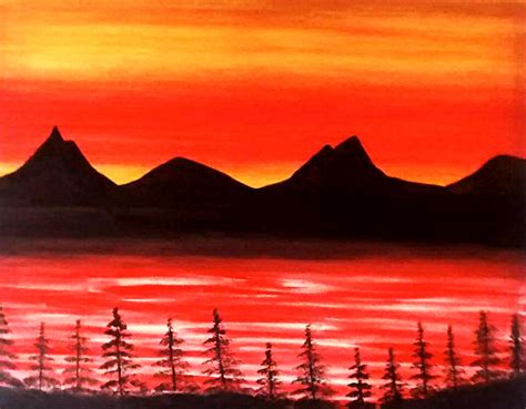 Sunset Mountains Scenery Oil Painting Painting by Rev Janice Kaye ...