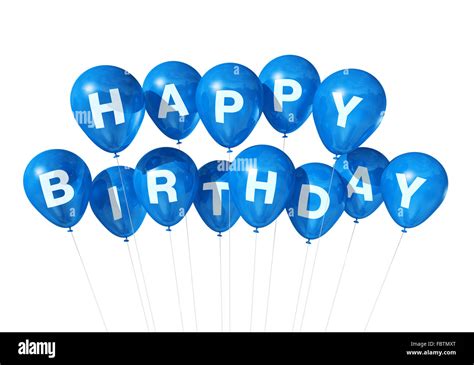 3d blue happy birthday balloons hi-res stock photography and images - Alamy