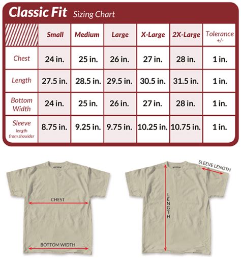 Compare your measurements with this classic fit size chart