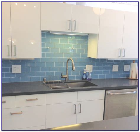 Blue Subway Tile Kitchen Backsplash