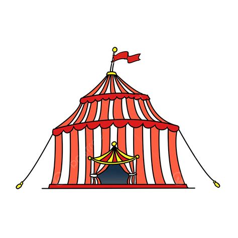 Cartoon Style Golden Yellow Decorative Bright Red Circus Tent Clipart ...