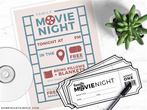 Printable Movie Tickets + Family Movie Night - Somewhat Simple