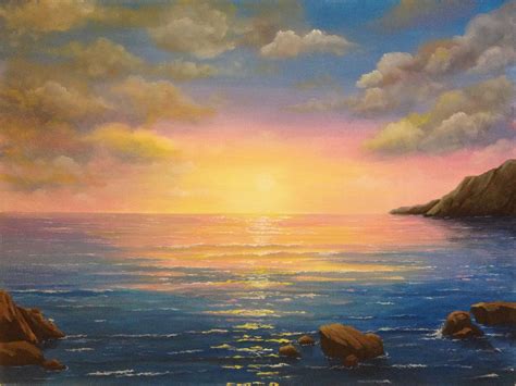 sunset | Ocean painting, Sunrise painting, Seascape paintings