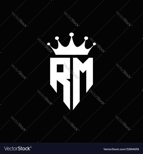 Rm logo monogram emblem style with crown shape Vector Image