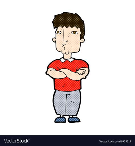 Comic cartoon man with crossed arms Royalty Free Vector