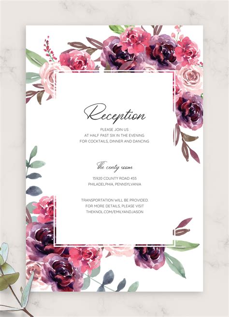 Printable Floral Wedding Invitations - Free Printable Wedding