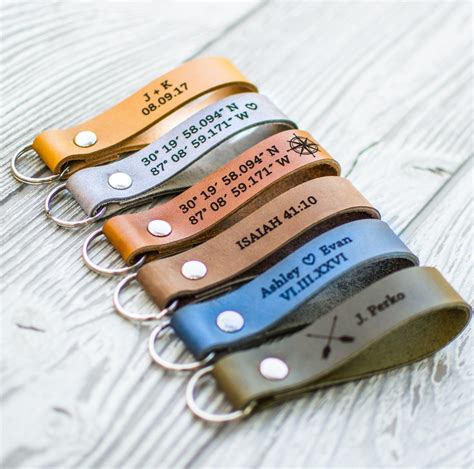 Custom Leather Keychain, Latitude Longitude Keychain, Mens Gift ...