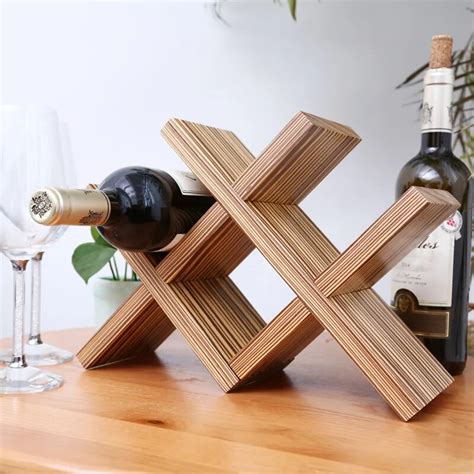 Creative Nordic minimalist desktop wine rack wood ornaments small wine ...