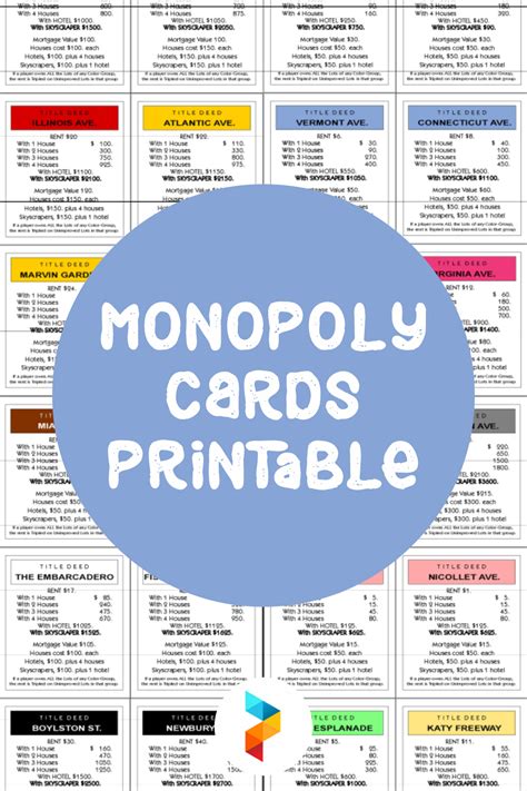 Monopoly Cards Printable | Francesco Printable