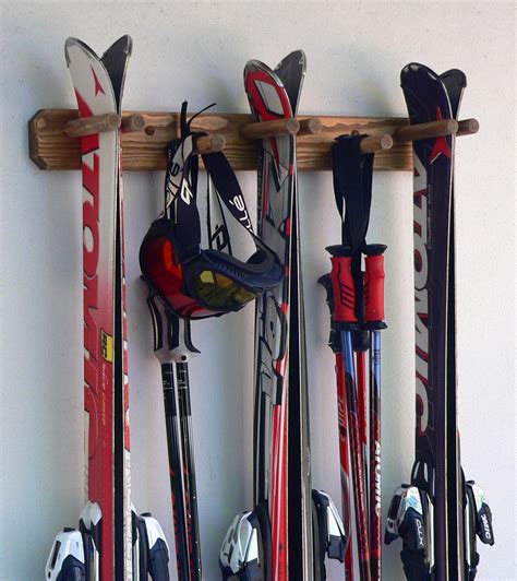 Wall Mounted Wood Vertical Ski Rack 3 Pairs Ski Holder Ski | Etsy