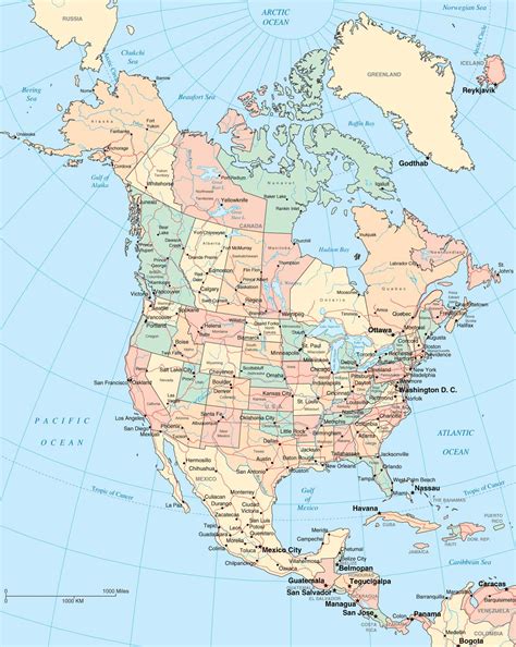 Map of North America – maps of the USA, Canada and Mexico