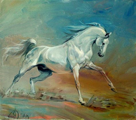 Horse painting Oil painting on canvas Beautiful horse White