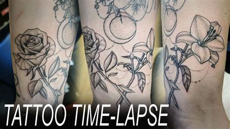 ROSE AND LILY TATTOO - time lapse! - YouTube