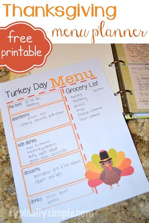 Turkey Day Menu Planner - Typically Simple