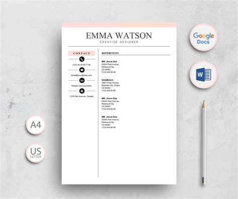 Resume Template Google Docs Resume Template Instant Download - Etsy