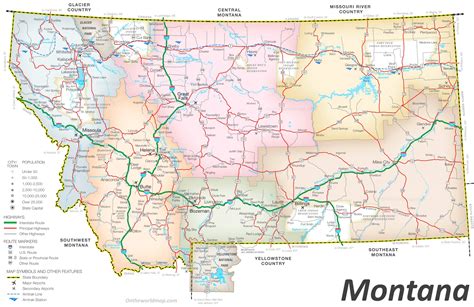 Montana Road map - Ontheworldmap.com