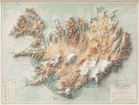 A restored relief map of Iceland, originally created in 1928 : MapPorn