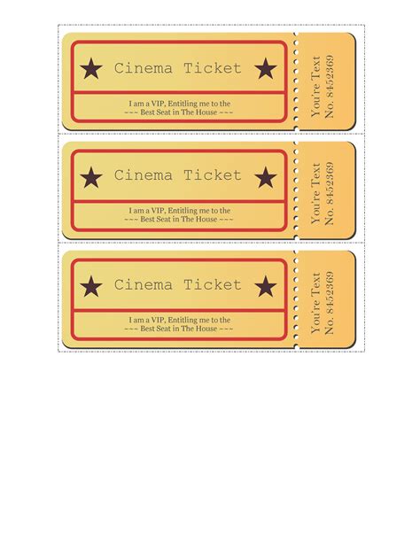 Movie Ticket Template Printable - Printable Templates