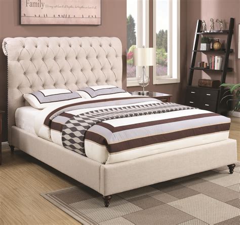 Coaster Devon King Upholstered Bed in Beige Fabric | Value City ...