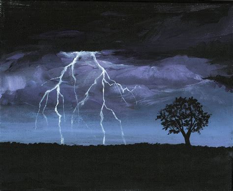 Storm - acrylic painting of lightning. Easy Canvas Painting, Painting ...