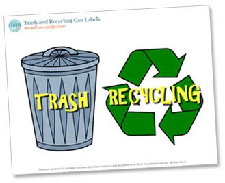 Labels for the Trash and Recycling Cans | Chica and Jo