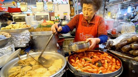 KOREAN STREET FOOD - Gwangjang Market Street Food PART 2 | SPICY Korean ...