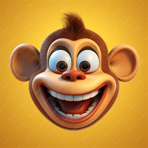 Premium Photo | Smiling monkey emoticon on yellow background