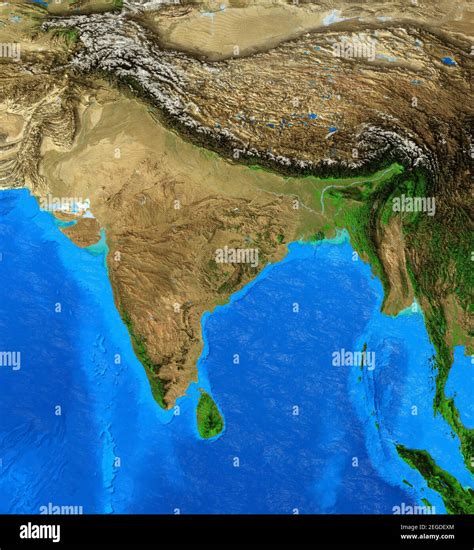 Physical map of India and Himalayas. Detailed flat view of the Planet ...